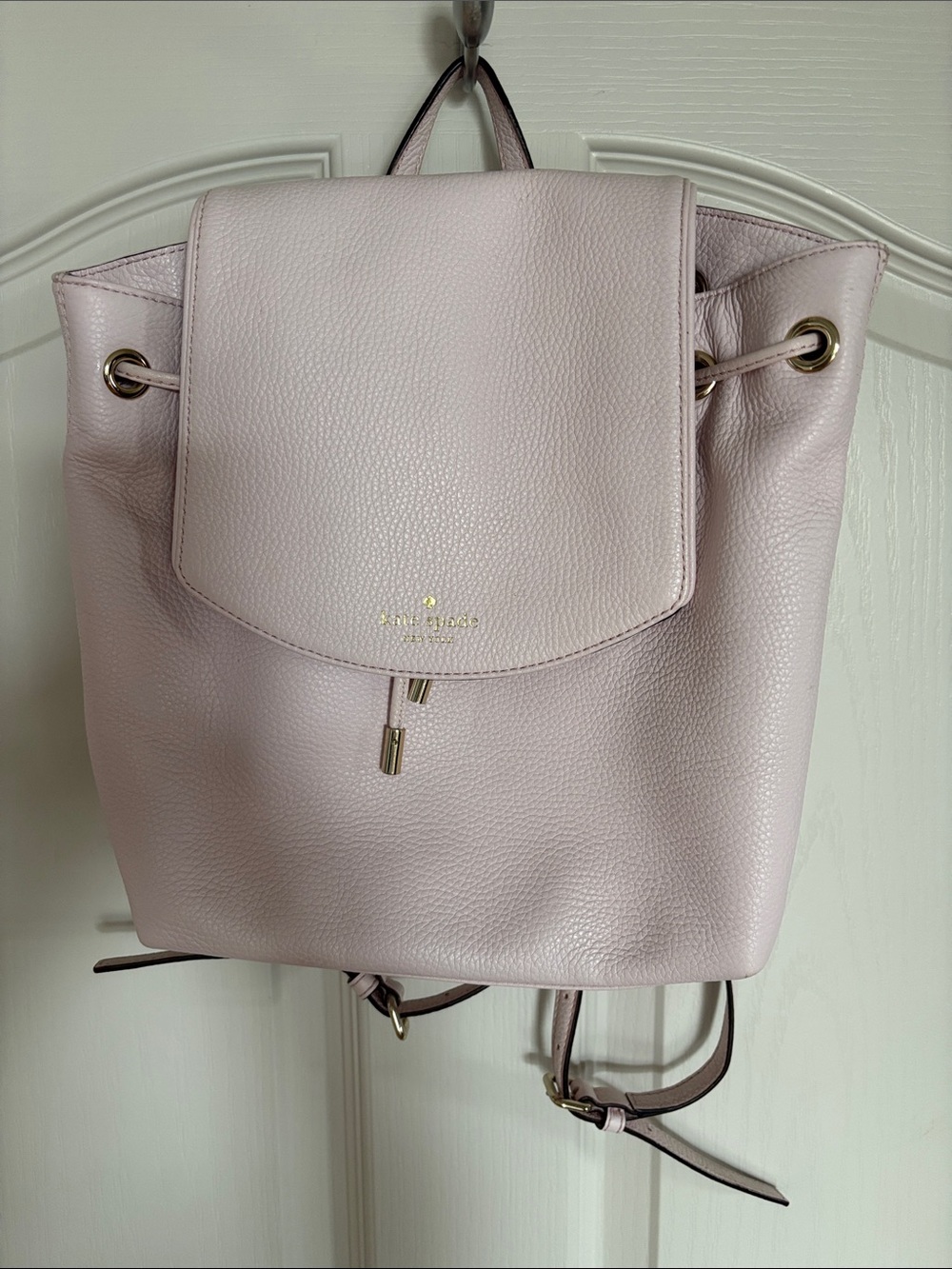 kate spade Soft Pink Pebbled Leather Drawstring Backpack
